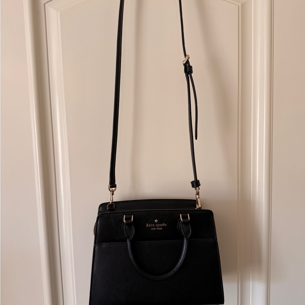 kate spade Black Leather Satchel with Gold Hardware
